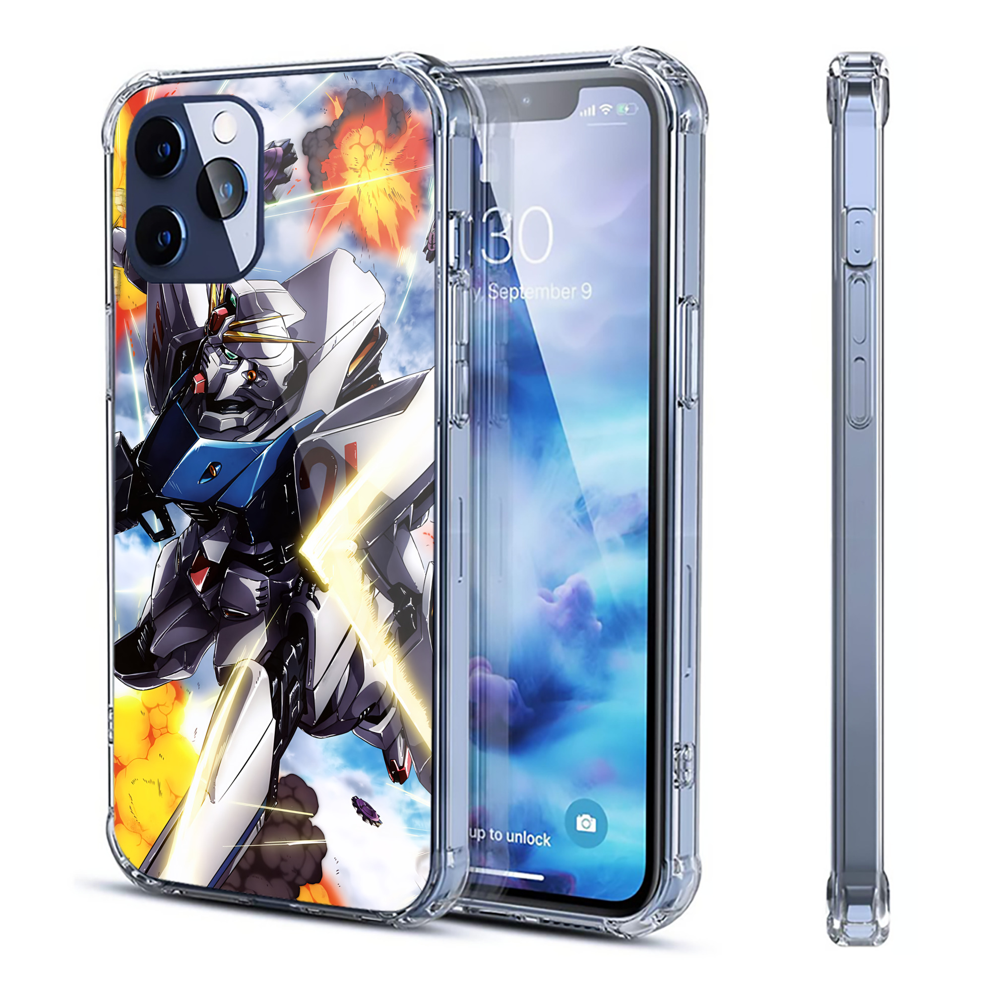 （画像用） 機動戦士ガンダム Mobile Suit Gundam 【iPhone 12シリーズ対応】透明スマホケース（クリアソフトケース）